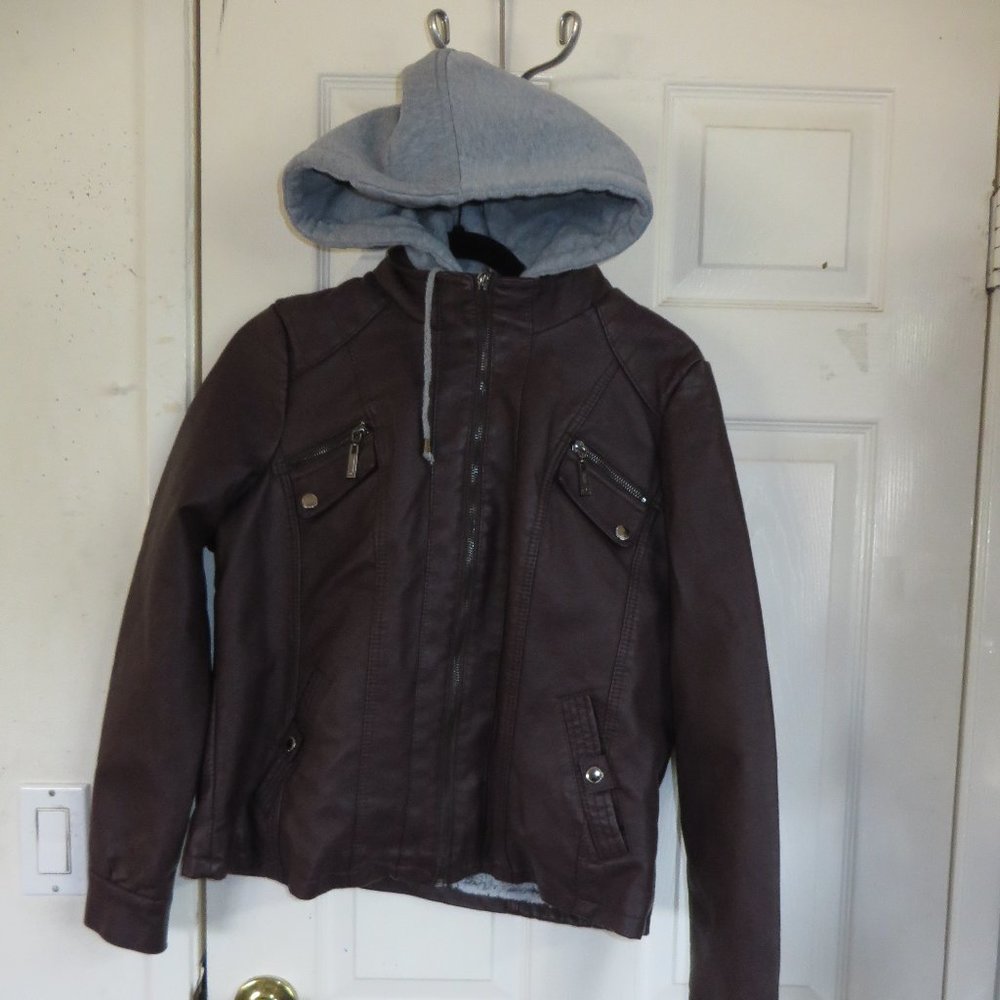 Jou Jou Fitted Vegan Leather Jacket size xl.